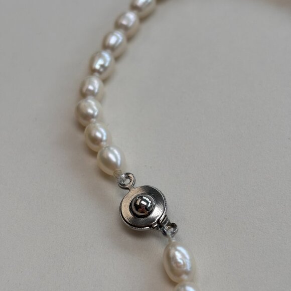 Gorgeous Freshwater Pearl + Cobalt Blue Morano Glass Heart Pendant Necklace - Picture 5 of 8